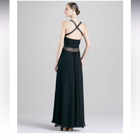 Aidan Mattox Dresses & Skirts - EUC Aidan Mattox black illusion chiffon dress gown 2 sheer